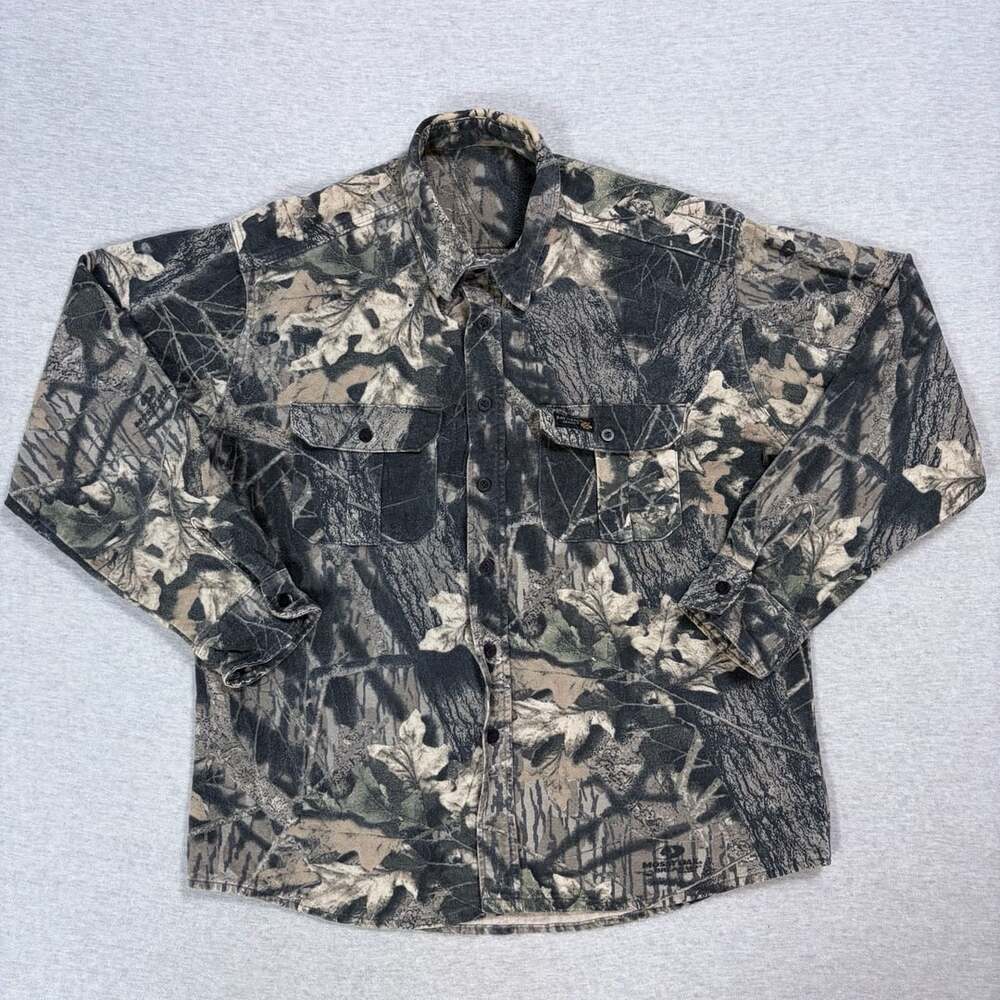 Vintage Rattlers Brand Mossy Oak Break-Up Camouflage Long Sleeve Button-Up Shirt